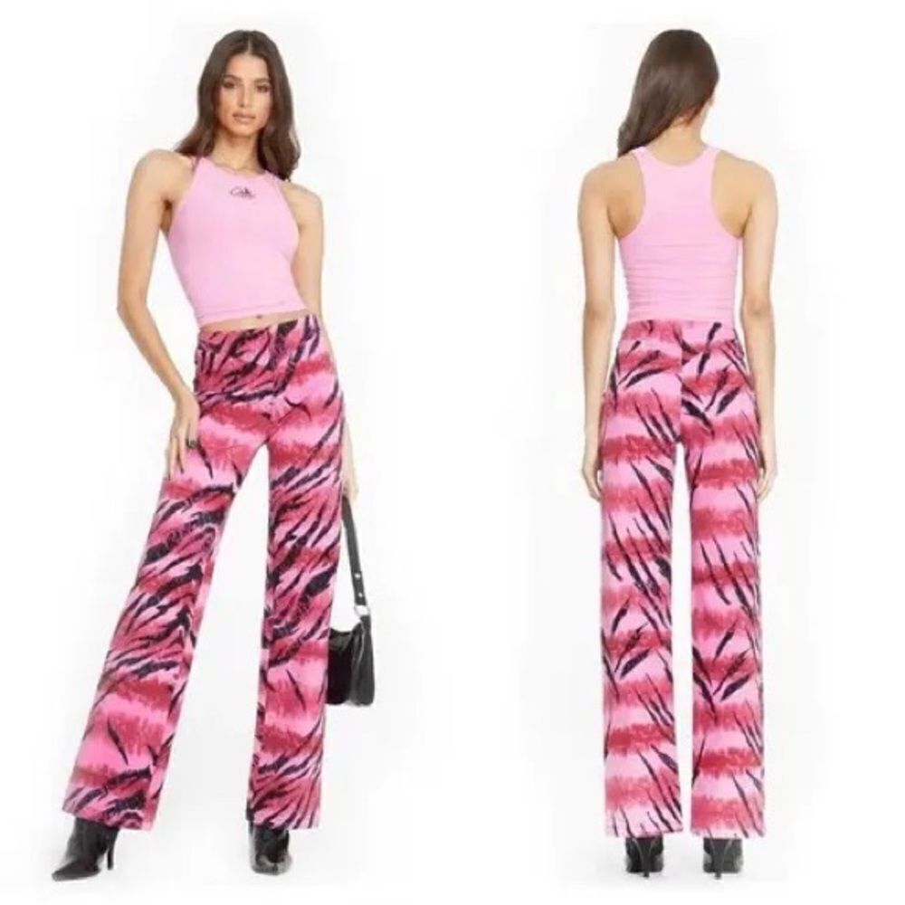 I.AM.GIA Melrose Pant-Tiger Tie-dye Straight Leg Pant Size XS In Pink and Black